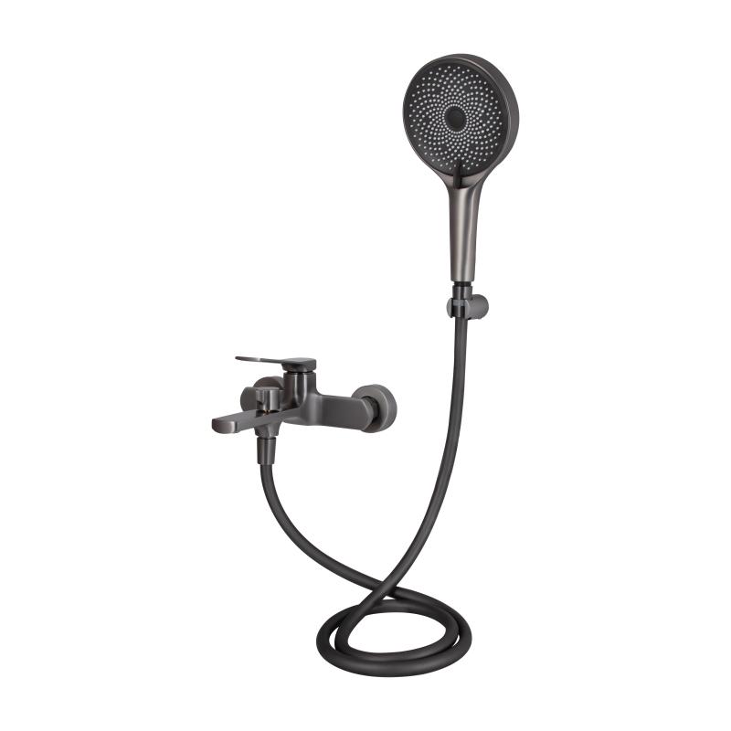 Змішувач для ванни Qtap Slavonice (з душовим гарнітуром) QTSLV259GMB48035 Gunmetal Black PVD — фото 3