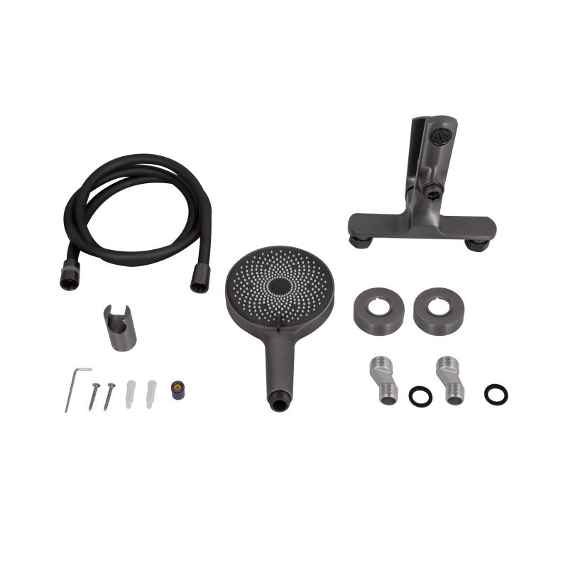 Змішувач для ванни Qtap Slavonice (з душовим гарнітуром) QTSLV259GMB48035 Gunmetal Black PVD — фото 7
