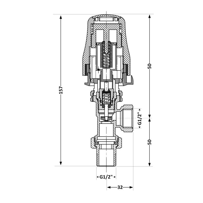 Кран Thermo Alliance Standart RTL кутовий 1/2"ВЗ TAS01515 — фото 2