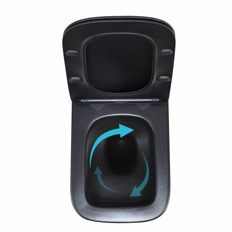 Унітаз підвісний Qtap Crow Ultra Quiet 485×340×290 мм, Matt Black, з сидінням Slim Duroplast/ Soft-close/ Quick Release QT05335171MB — фото 6