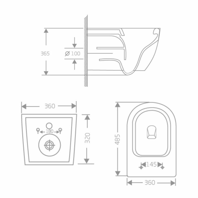 Унітаз підвісний Jay Rimless 485×360×320 мм, White, з сидінням Slim Duroplast/ Soft-close/ Quick Relase QT07335177RW Qtap — фото 2