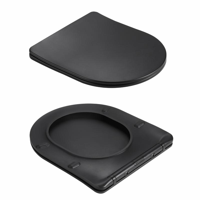 Унітаз підвісний Qtap Jay Ultra Quiet 485х360х320 мм, Matt Black, сидінням Slim Duroplast/ Soft-close/ Quick Relase QT07335177MB — фото 8