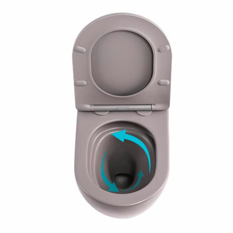 Унітаз підвісний Robin Ultra Quiet 490×365×325 мм, Stone Grey, з сидінням Slim Duroplast / Soft-close / Quick Release QT13332381АSSG Qtap — фото 6