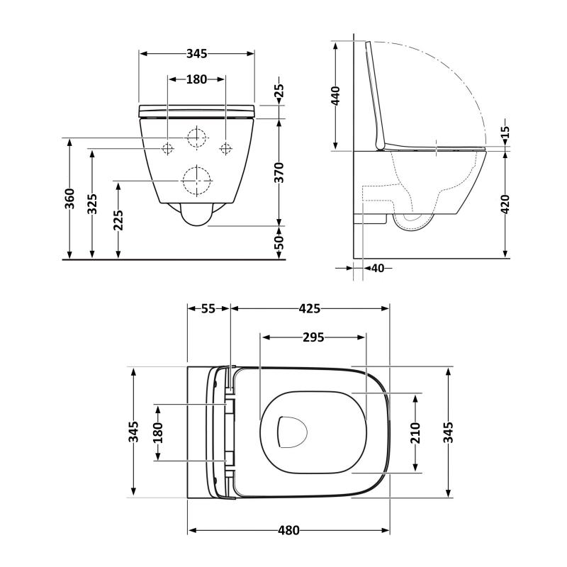Унітаз підвісний Tern Ultra Quiet 490×365×325 мм, Stone Grey, з сидінням Slim Duroplast / Soft-close / Quick Release QT17332303ASSG Qtap — фото 2