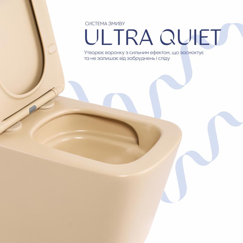 Унітаз підвісний Tern Ultra Quiet 490×365×325 мм, Beige, з сидінням Slim Duroplast / Soft-close / Quick Release QT17332303ASSB Qtap — фото 5