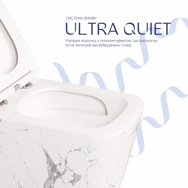 Унітаз підвісний Tern Ultra Quiet 490×365×325 мм, Marble, з сидінням Slim Duroplast / Soft-close / Quick Release QT17332303ASMR Qtap — фото 5