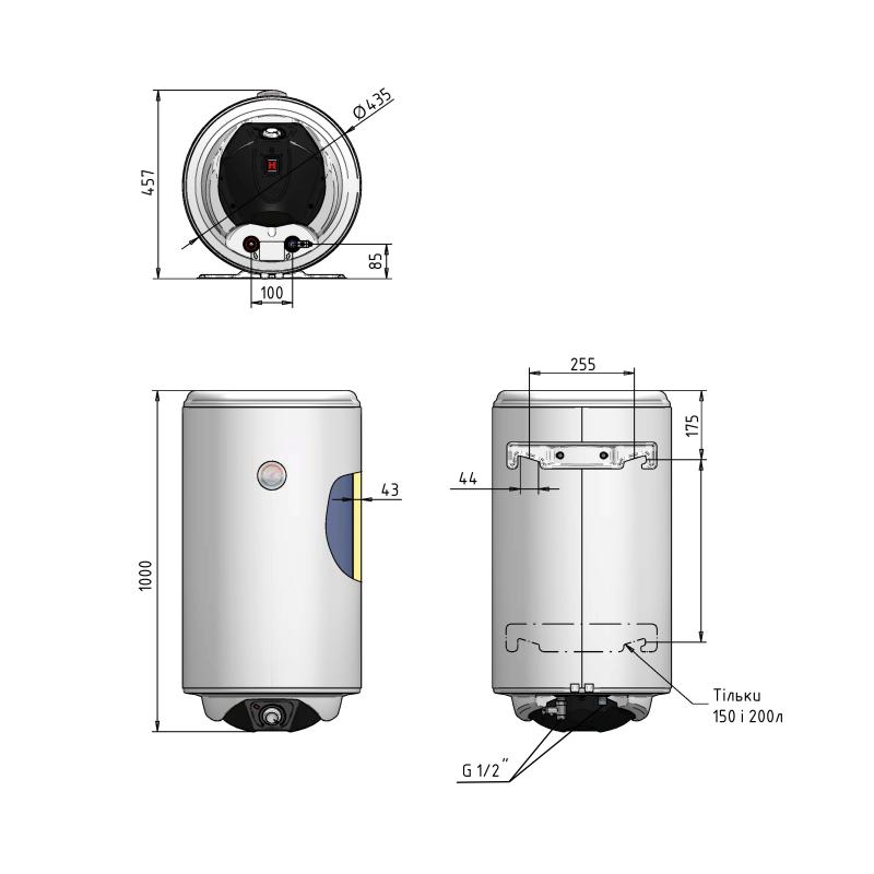 Водонагрівач електричний Thermo Alliance Spectra 100 л вертикальний, сухий керамічний ТЕН 2,0 кВт, d 435 мм — фото 2