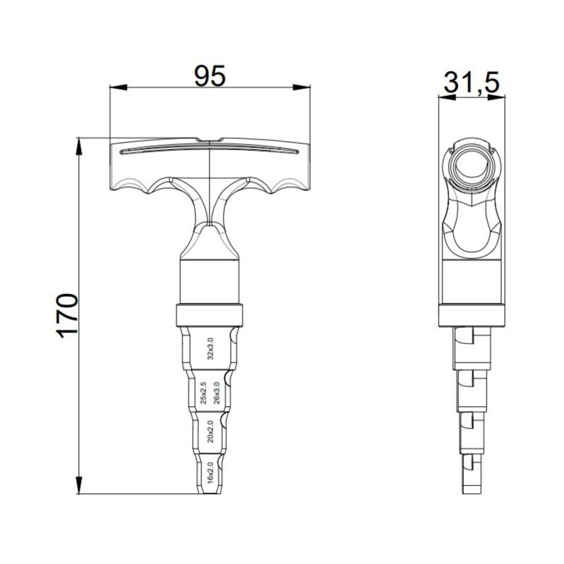 Калібратор з тріскачкою Thermo Alliance для м/п труб d16-32 STD-404 — фото 2