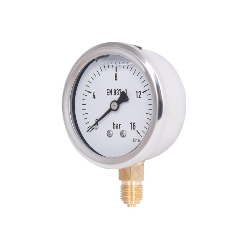 Манометр гліцериновий Thermo Alliance Forte d63 мм, 1/4"З із нижнім підключенням (латунь) 0-16 бар TAF170G16B — фото 3