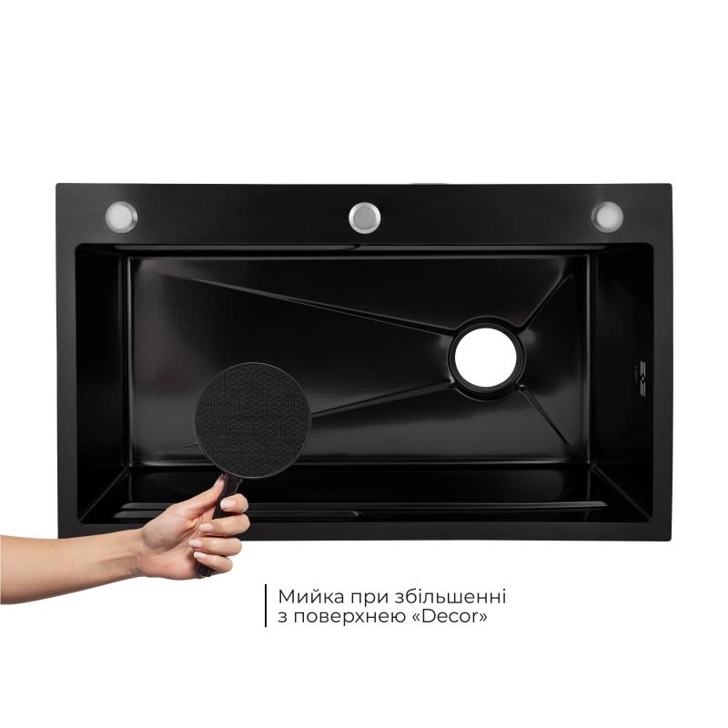 Lidz Handmade H7545B Мийка для кухні інтегрована Decor Black PVD Honeycomb 3,0/1,0 мм LDH7545BDECPVD48373 — фото 4
