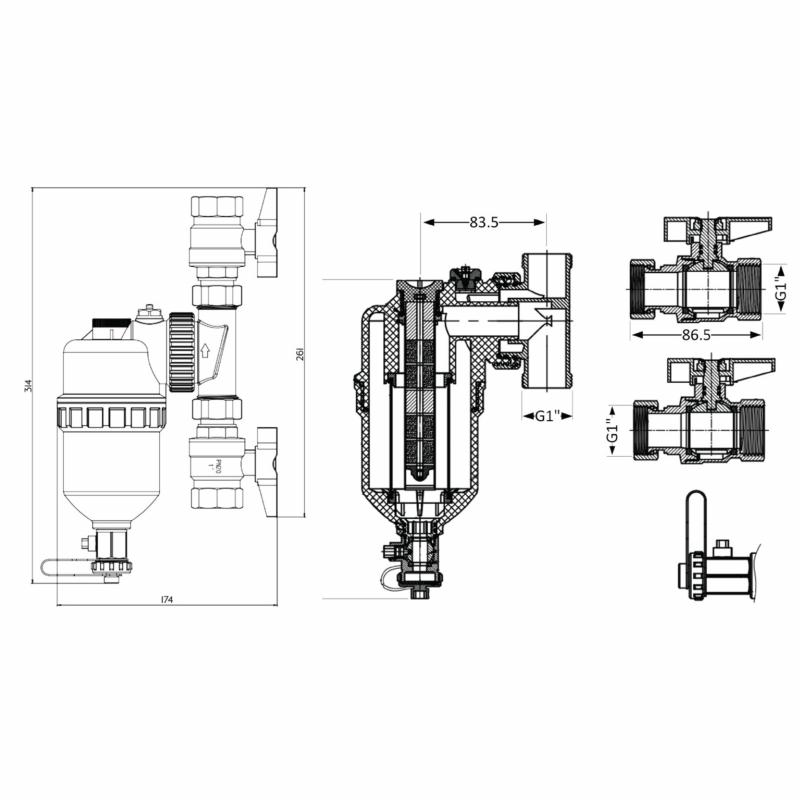 Фільтр-дешламатор Thermo Alliance Forte 1", поворотний (магнітний шламоуловлювач) TAF400G25 — фото 2