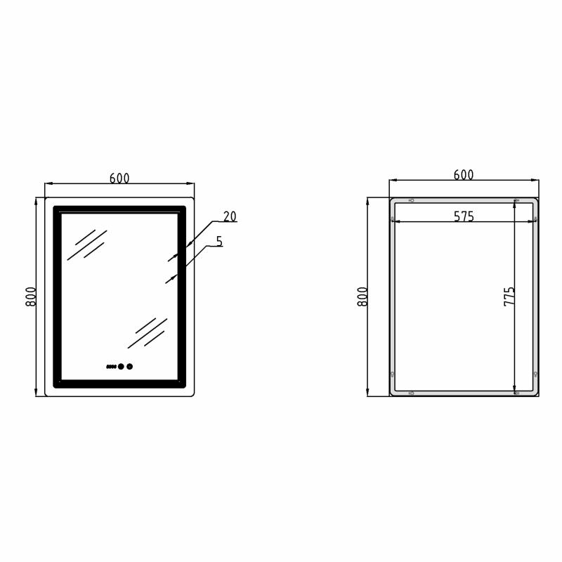 Дзеркало Qtap Cardinal (CA2) 600х800 з LED-підсвічуванням Touch, з антизапотіванням, з димером, рег. темп. кольору (3000-6500K) QT0478C608048453 — фото 2