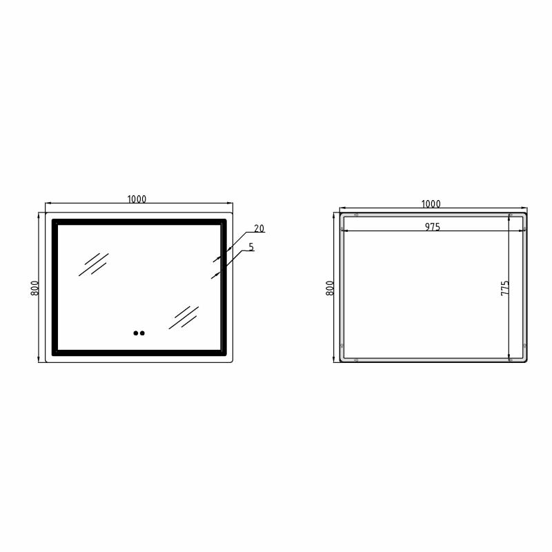 Дзеркало Qtap Cardinal (CA2) 1000х800 з LED-підсвічуванням Touch, з антизапотіванням, з димером, рег. темп. кольору (3000-6500K) QT0478C1008048455 — фото 2