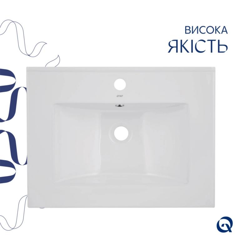 Комплект Albatross: Раковина врізна меблева 620x460x180 мм, White, прямокутна + Донний клапан Pop-up PU02O — фото 4