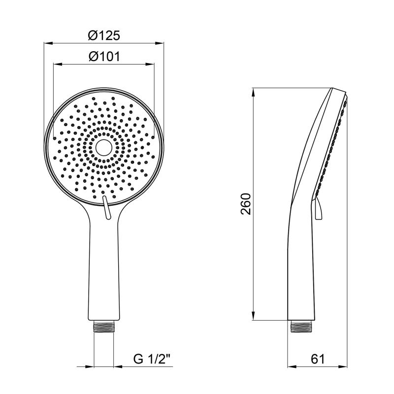 Лійка для ручного душу Lidz Niagara 32 120 мм округла LDNIA32GRP48536 Graphite — фото 2
