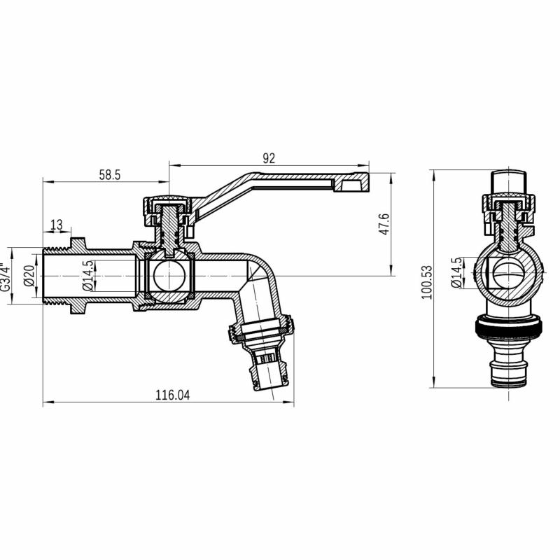 Кран кульовий для поливу Thermo Alliance Forte 3/4"З незамерзаючий TAF141W20 — фото 2