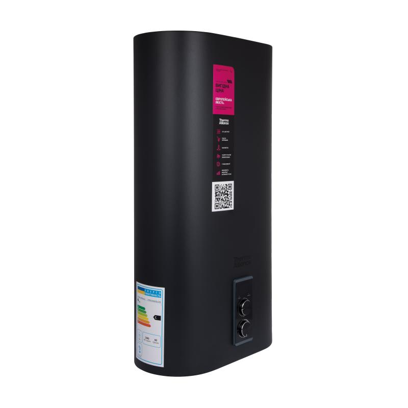 Водонагрівач електричний Thermo Alliance 80 л Black, плоский вертикальний, мокрий ТЕН 2 кВт (0,8+1,2) DT80V20G(PD)/2В — фото 3