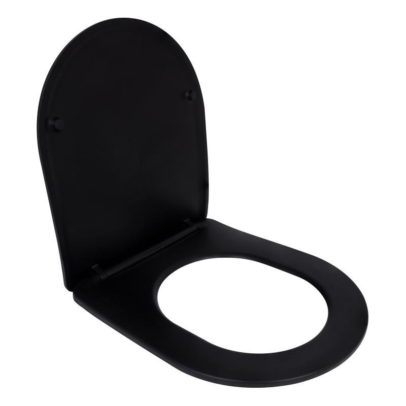 Сидіння для унітаза Qtap (Robin 490) 425x363x50 мм, Matt Black, з мікроліфтом Slim Duroplast, Quick Release QTSC179MB48676 — фото 3