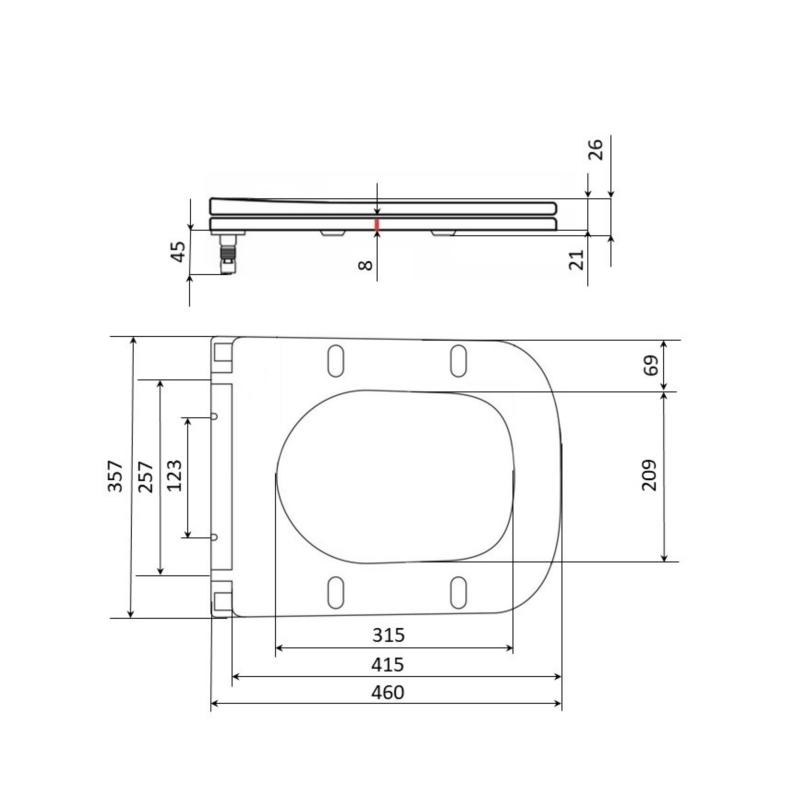 Qtap Сидіння для унітаза (Crow 640) 460x350x47 мм, White, з мікроліфтом, Slim Duroplast, Quick Release QTSC179W48700 — фото 2