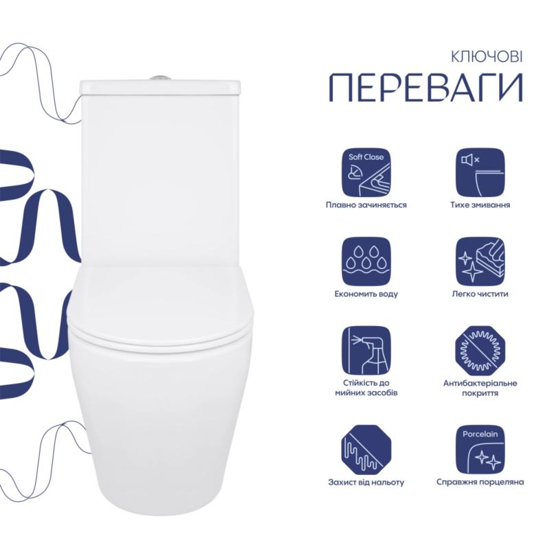 Унітаз підлоговий Qtap Jay Eco Ultra Quiet з сидінням Soft-close 640x360x835 мм QTJAY27W48749 White — фото 3