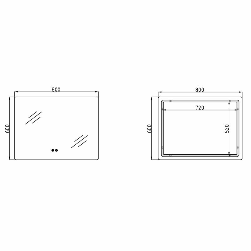 Дзеркало Qtap Taurus (TA2) 800×600 мм з LED-підсвічуванням Touch, з антизапотіванням, з димером, рег. темп. кольору (3000-6500K) QTTAU8006004895 — фото 2