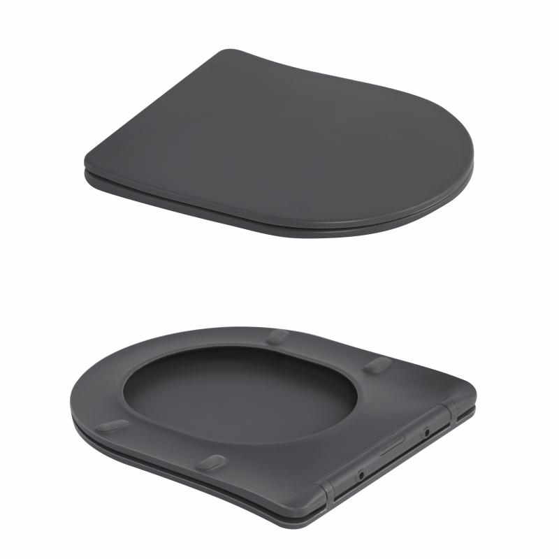 Унітаз підвісний Qtap Robin Ultra Quiet 520×365×340 мм, Anthracite, з сидінням Slim Duroplast / Soft-close / Quick Release QTROB26AN48995 — фото 8