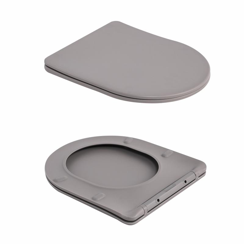 Унітаз підвісний Qtap Robin Ultra Quiet 520×365×340 мм, Stone grey, з сидінням Slim Duroplast / Soft-close / Quick Release QTROB26SG48996 — фото 8