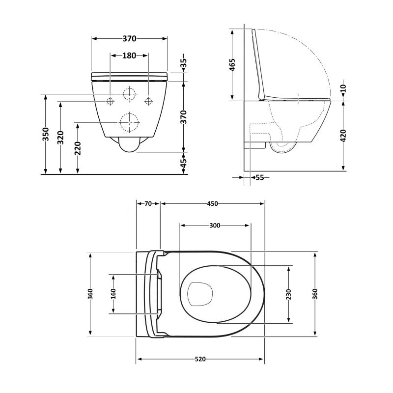 Унітаз підвісний Qtap Robin Ultra Quiet 520×365×340 мм, Marble, з сидінням Slim Duroplast / Soft-close / Quick Release QTROB26MR48998 — фото 2
