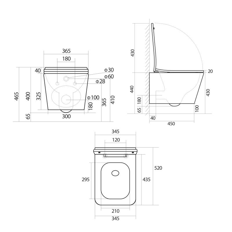 Унітаз підвісний Qtap Tern Ultra Quiet 520×345×325 мм, Anthracite, з сидінням Slim Duroplast / Soft-close / Quick Release QTTER26AN48999 — фото 2