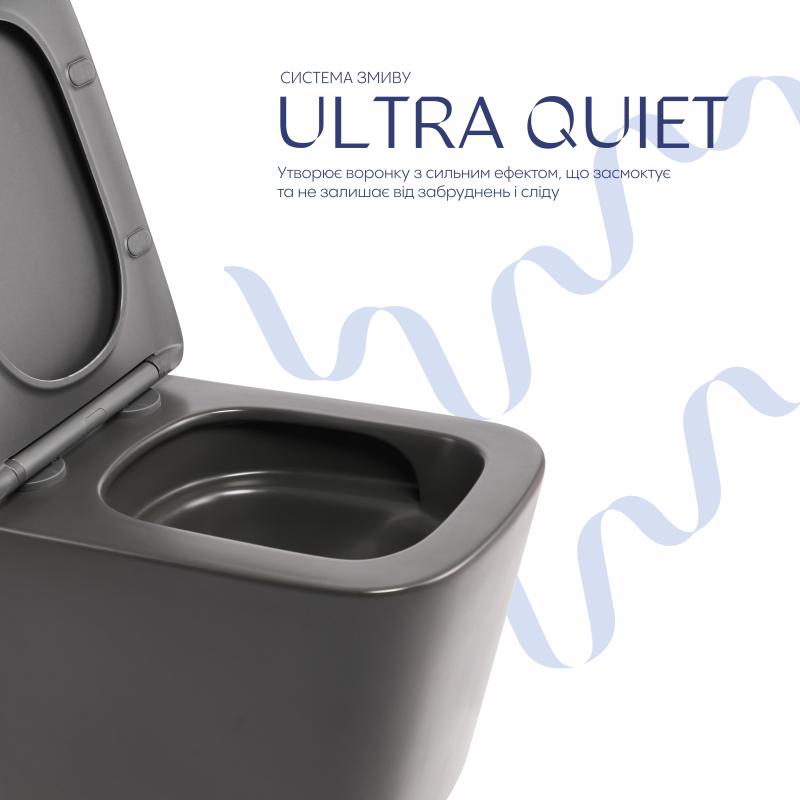 Унітаз підвісний Qtap Tern Ultra Quiet 520×345×325 мм, Anthracite, з сидінням Slim Duroplast / Soft-close / Quick Release QTTER26AN48999 — фото 5