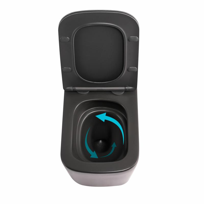 Унітаз підвісний Qtap Tern Ultra Quiet 520×345×325 мм, Anthracite, з сидінням Slim Duroplast / Soft-close / Quick Release QTTER26AN48999 — фото 6