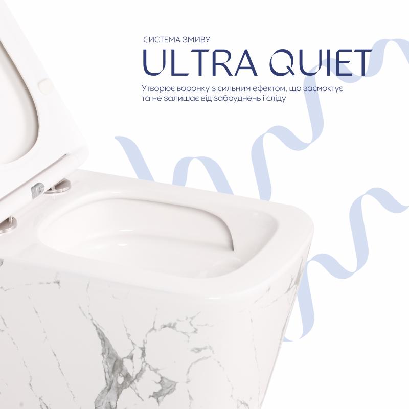Унітаз підвісний Qtap Tern Ultra Quiet 520×345×325 мм, Marble, з сидінням Slim Duroplast / Soft-close / Quick Release QTTER26MR49002 — фото 5