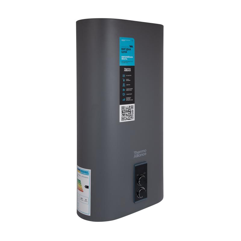 Водонагрівач електричний Thermo Alliance 80 л, Grey,  плоский вертикальний, сухий ТЕН 2 кВт (0,8+1,2) DT80V20GPDD2G — фото 3