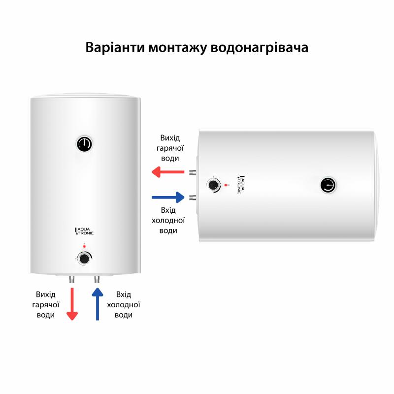Водонагрівач електричний Aquatronic 50 л універсальний, сухий ТЕН 2,0 кВт Round D503820 B4 — фото 13