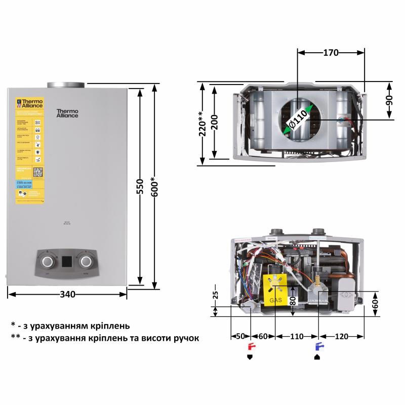 Колонка газова димохідна Thermo Alliance JSD20-10NQB SILVER  10 л EURO+ — фото 2