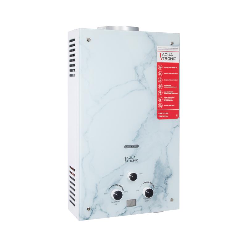 Колонка газова димохідна  Aquatronic A21-10LMarble 10 л скляна панель Мрамор — фото 3