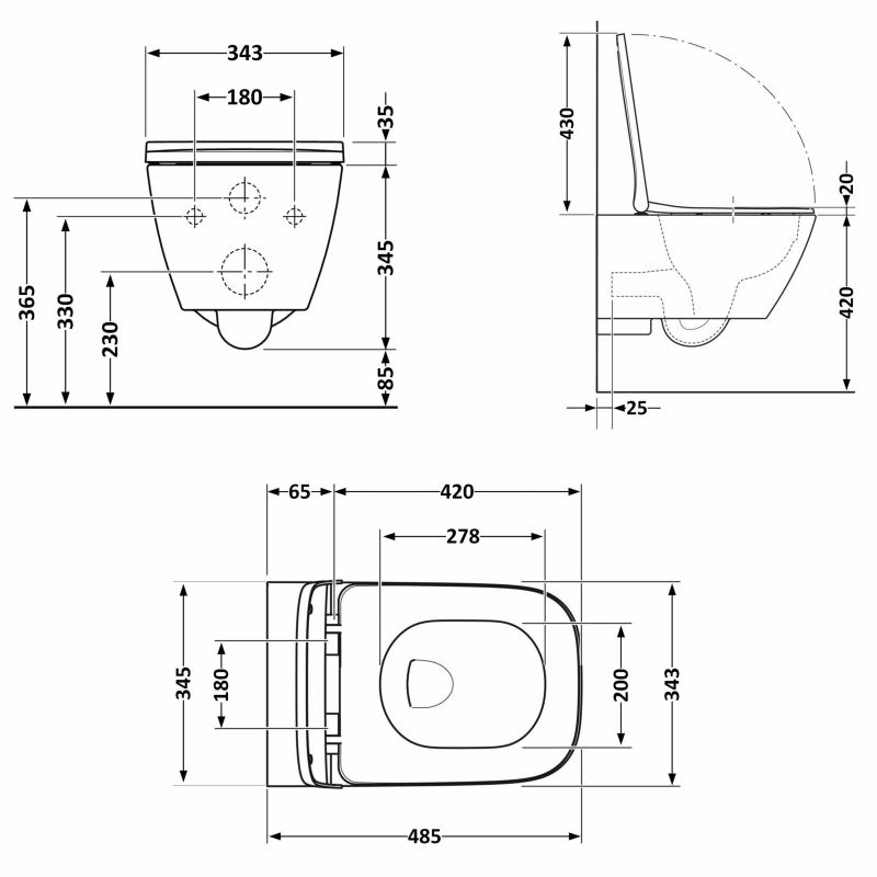 Унітаз підвісний Qtap Gemini Ultra Quiet 485×340×350 мм, White, з сидінням Slim Duroplast / Soft-close / Quick Release QTTAU26W49119 — фото 2