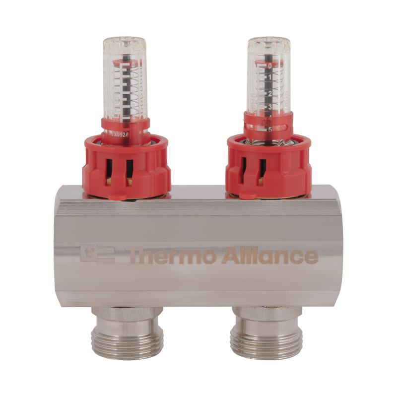 Колектор латунний з витратомірами та євроконусами Thermo Alliance Standart 1" на 2 виходи TAS235W2E — фото 5