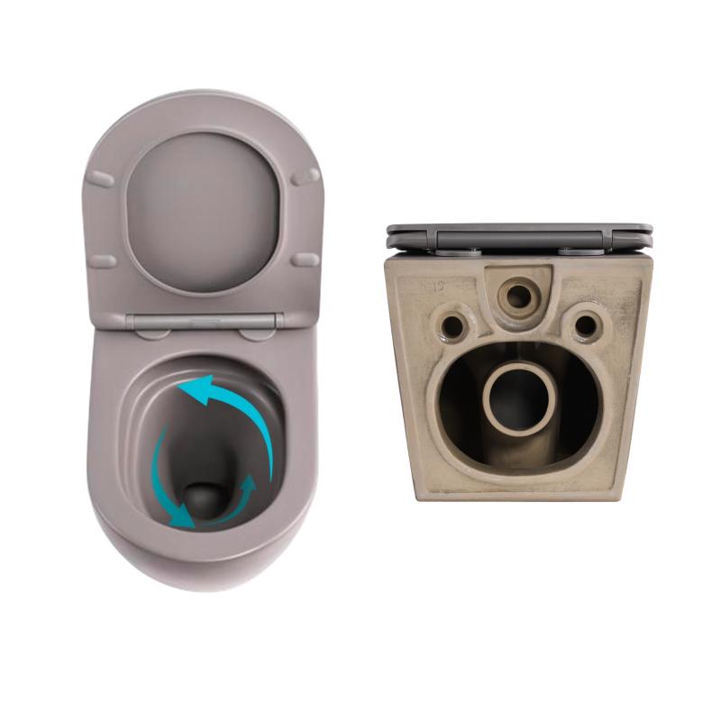 Комплект Qtap Robin Stone grey 3 в 1: підвісний унітаз Ultra Quiet + біде підвісне + раковина накладна QTROBSG49158 — фото 5