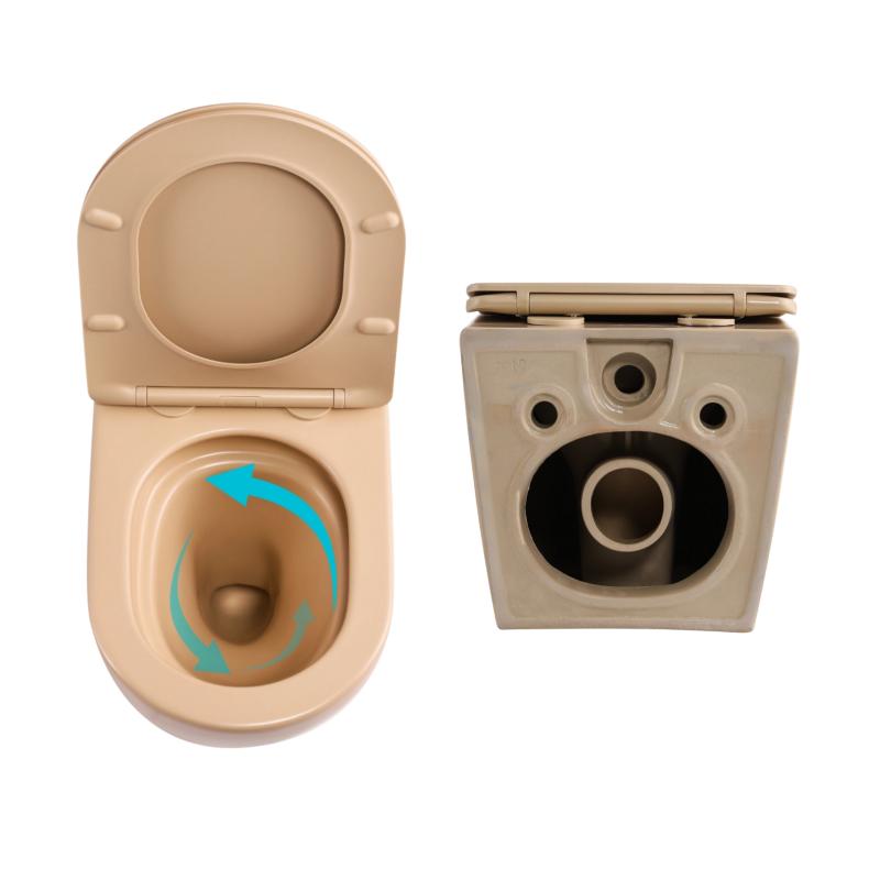 Комплект Qtap Robin Beige 3 в 1: підвісний унітаз Ultra Quiet + біде підвісне + раковина накладна QTROBSB49159 — фото 5