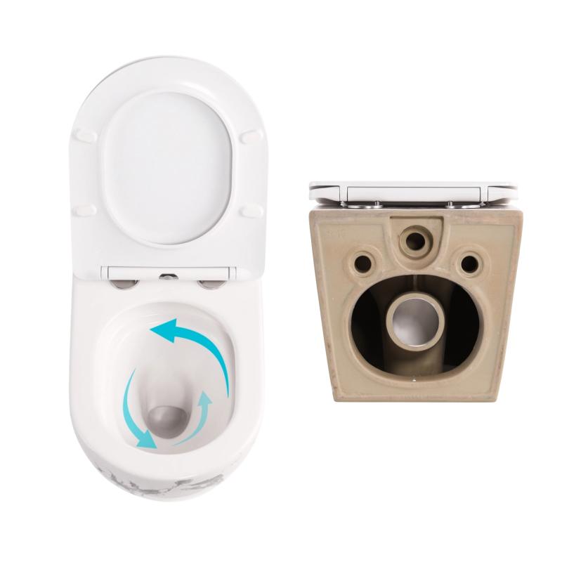Комплект Qtap Robin Marble 3 в 1: підвісний унітаз Ultra Quiet + біде підвісне + раковина накладна QTROBMR49160 — фото 5