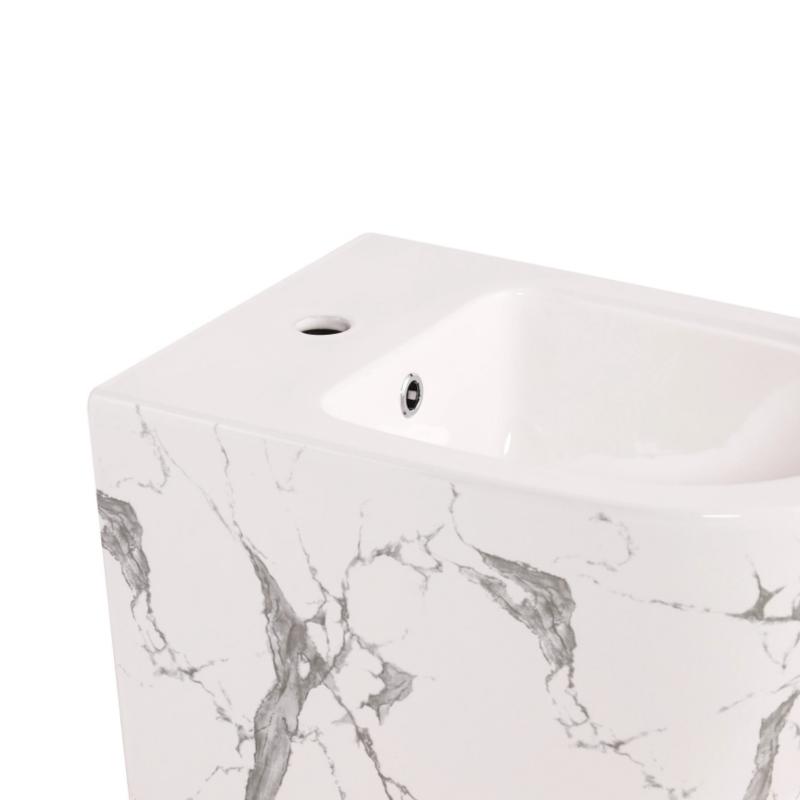 Комплект Qtap Robin Marble 3 в 1: підвісний унітаз Ultra Quiet + біде підвісне + раковина накладна QTROBMR49160 — фото 7