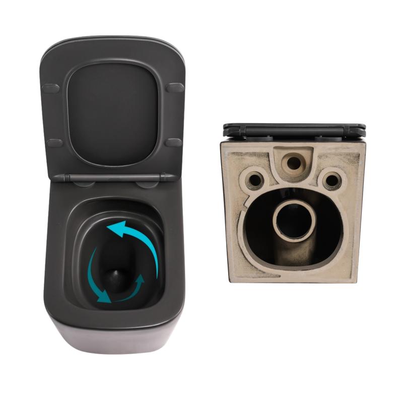 Комплект Qtap Tern Anthracite 3 в 1: підвісний унітаз Ultra Quiet + біде підвісне + раковина накладна QTROBAN49157 — фото 5