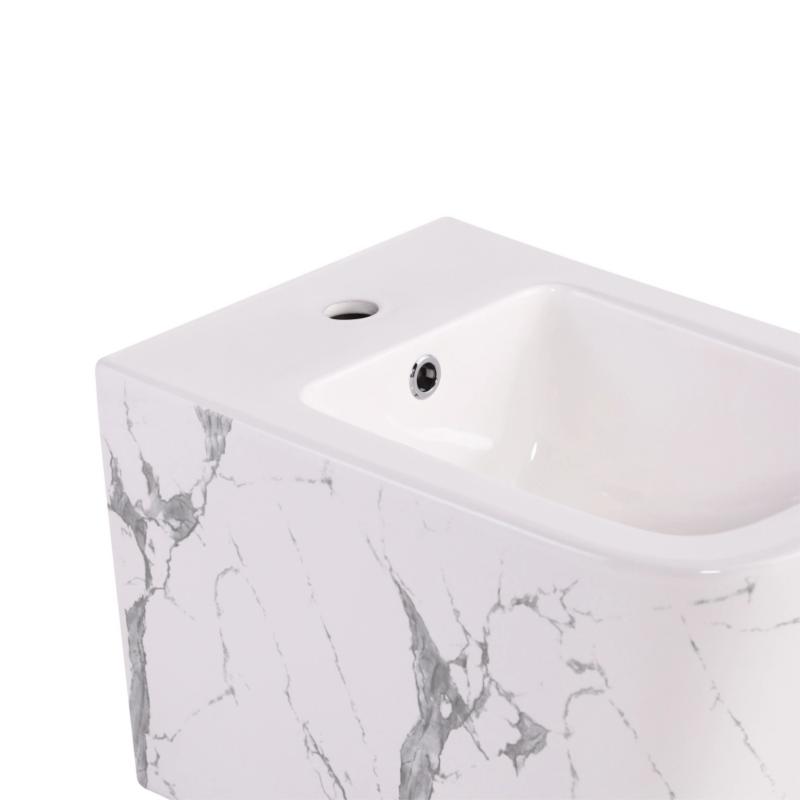 Комплект Qtap Tern Marble 3 в 1: підвісний унітаз Ultra Quiet + біде підвісне + раковина накладна QTTERMR49164 — фото 7