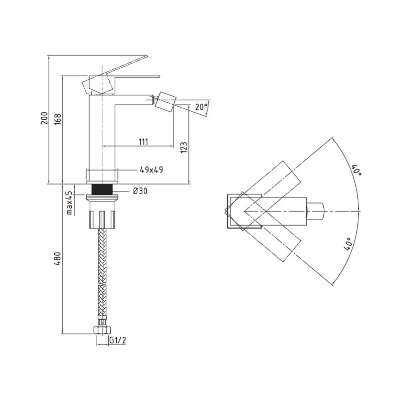 Змішувач для биде Lidz Helix 001AF (k35)  LDHEL001AFNKS49181 Nickel — фото 2