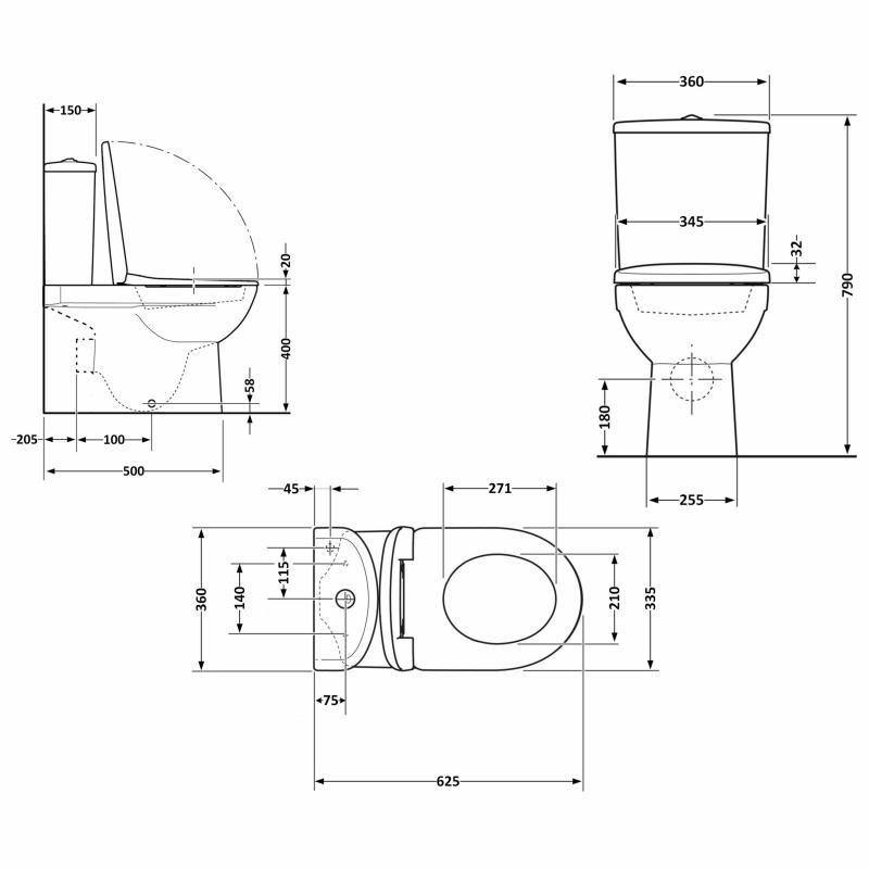 Унітаз підлоговий Qtap Evia Ultra Quiet 630×350×795 мм з сидінням Soft-close, White QTEVI27W49258 — фото 2