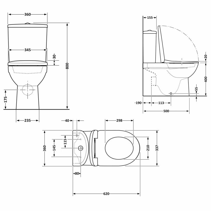 Унітаз підлоговий Qtap Stork Ultra Quiet 630×350×805 мм із сидінням Soft-close, White QTSTO27W49260 — фото 2