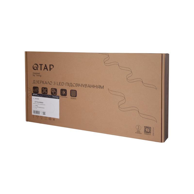 Дзеркало Qtap Taurus HR800 з LED-підсвічуванням Touch, з антизапотіванням, з димером, рег. темп. кольору (3000-6500K) QTTAUHR800 — фото 12