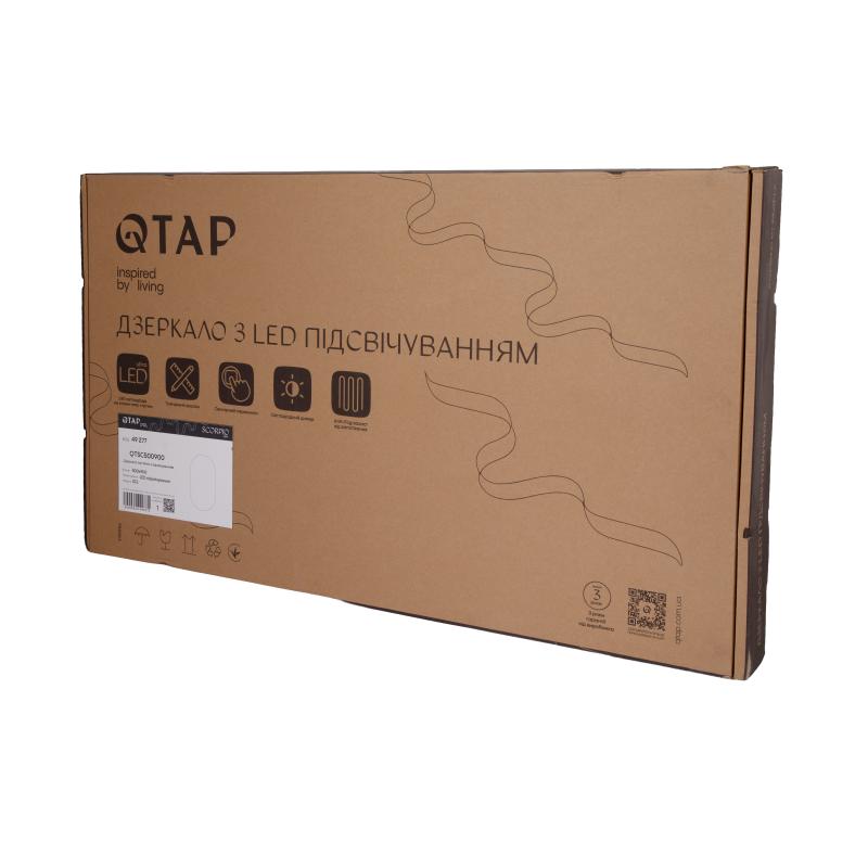 Дзеркало Qtap Scorpio (SC1) з LED-підсвічуванням Touch, з антизапотіванням, з димером, рег. темп. кольору (3000-6500K) Black QTSC500900 — фото 12