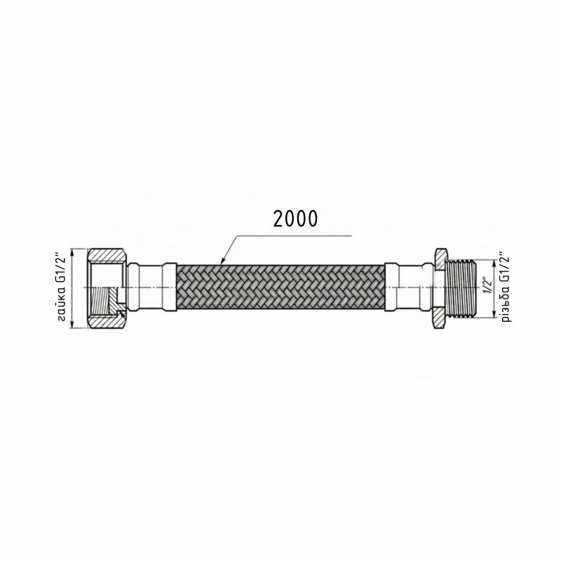 Гнучка підводка для води Thermo Alliance Forte ВЗ 200 см TAF386W200 — фото 2